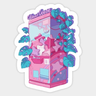 The kawaii claw machine with purple background Sticker